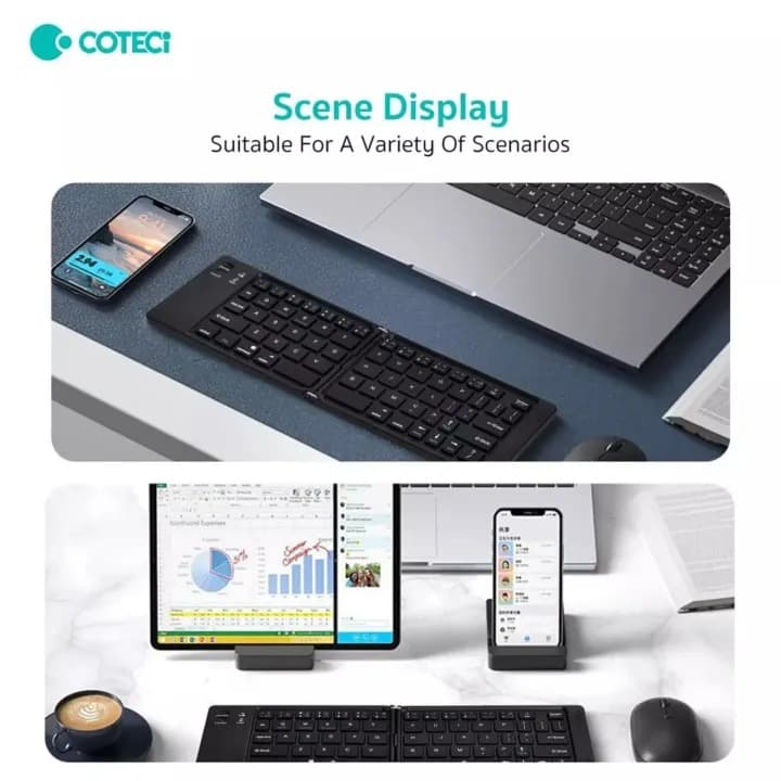 COTECi Folding Bluetooth Keyboard Wireless Silent Portable And Universal view 2