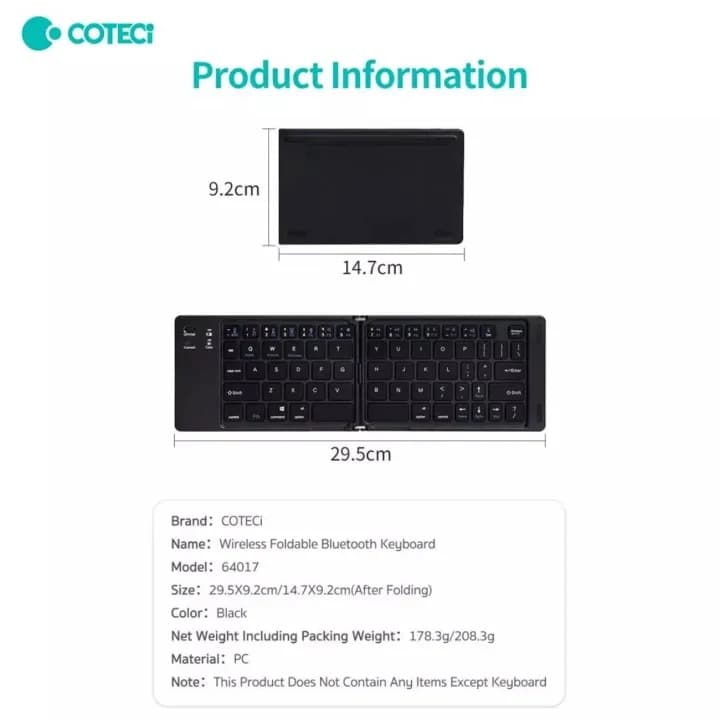 COTECi Folding Bluetooth Keyboard Wireless Silent Portable And Universal view 6