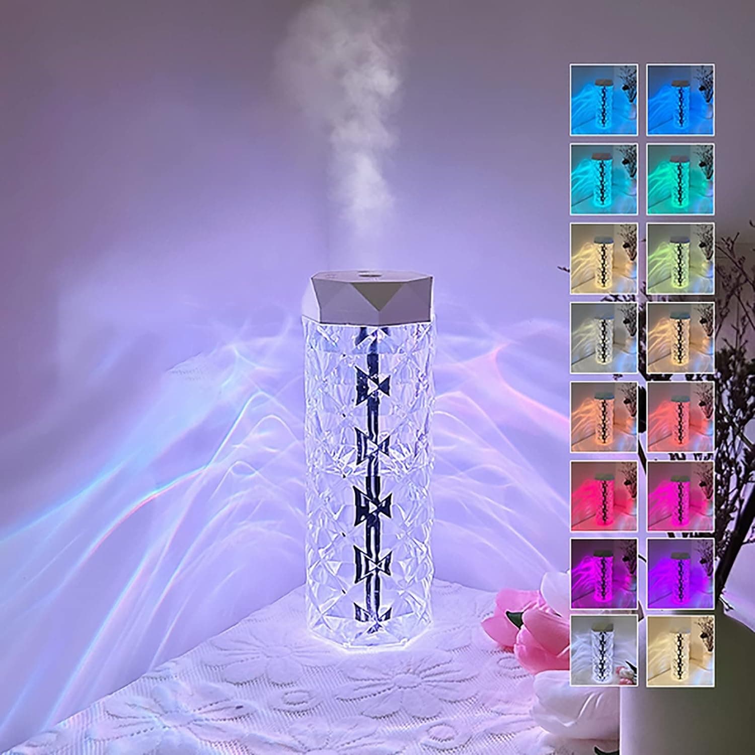 Crystal Lamp Cool Mist Humidifier With 7 Colors Touch Control 1 Liter view 3