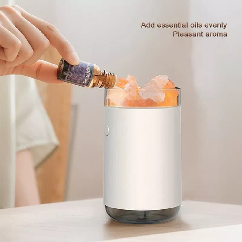 Crystal Salt Stone Desktop Aromatherapy Essential Oil Air Humidifier view 3