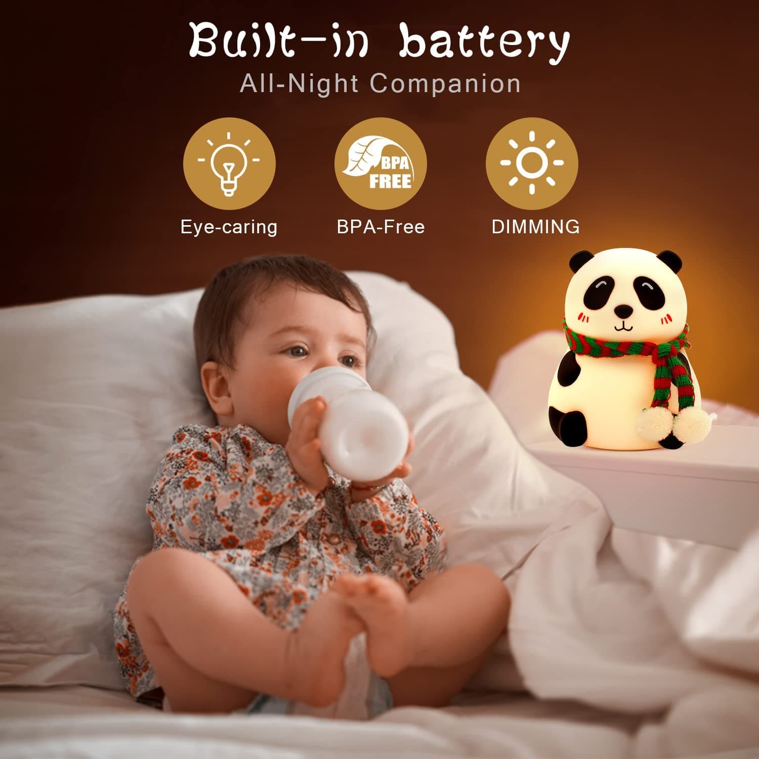 Cute Panda Night Light 7 Color Changing Lamp Room Decor Gift view 2
