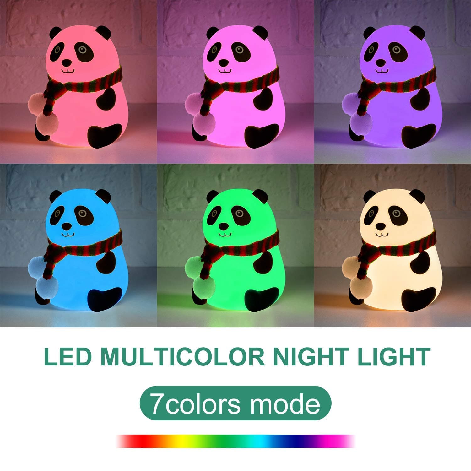 Cute Panda Night Light 7 Color Changing Lamp Room Decor Gift view 3