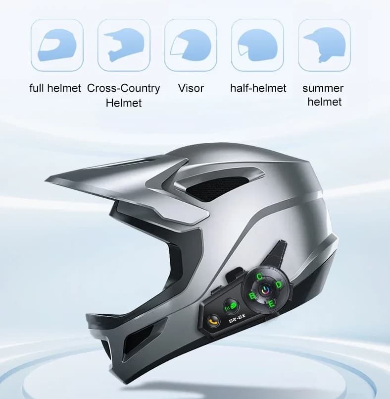 D2-6X Motorcycle Helmet Bluetooth Intercom – 1000M Range, Waterproof, Noise Reduction, Music Sharing, 6 Rider Support, BT5.3 view 5