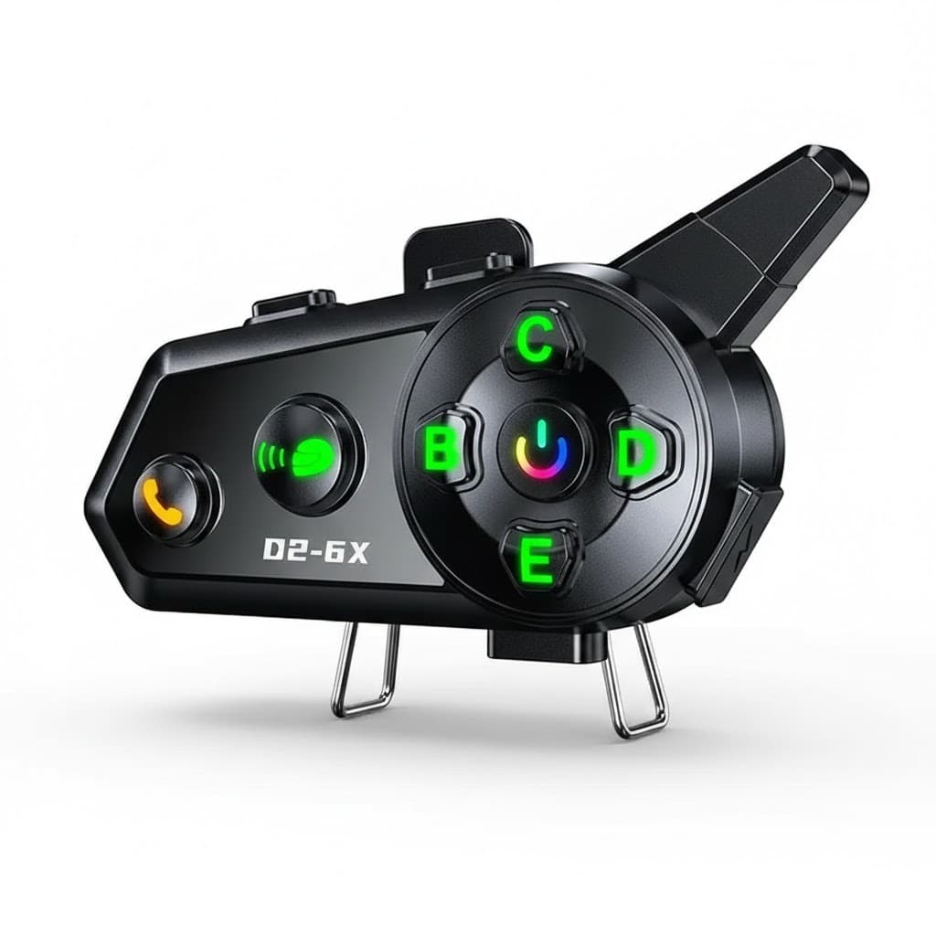 D2-6X Motorcycle Helmet Bluetooth Intercom – 1000M Range, Waterproof, Noise Reduction, Music Sharing, 6 Rider Support, BT5.3 view 1