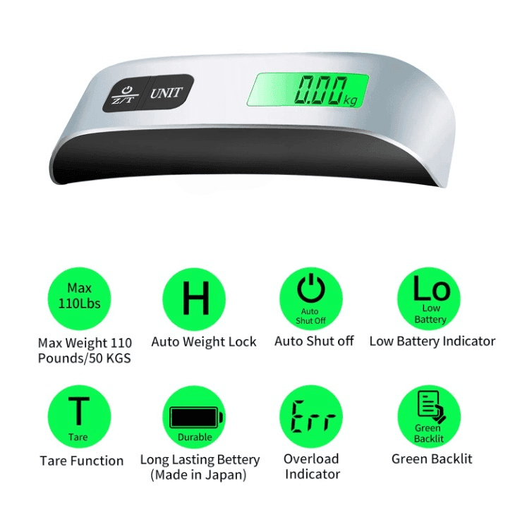 Digital Hanging Luggage Scale With Backlit Display 50KG view 3