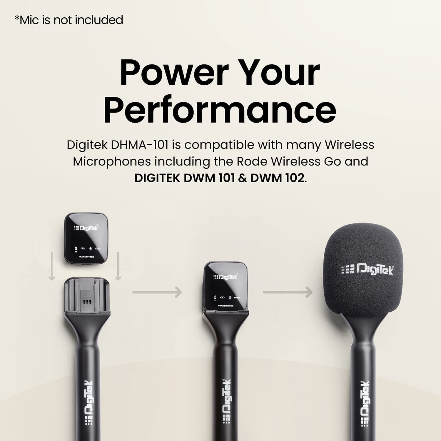 Digitek DHMA 101 Wireless Handheld Interview Adapter With Foam Windshield view 2