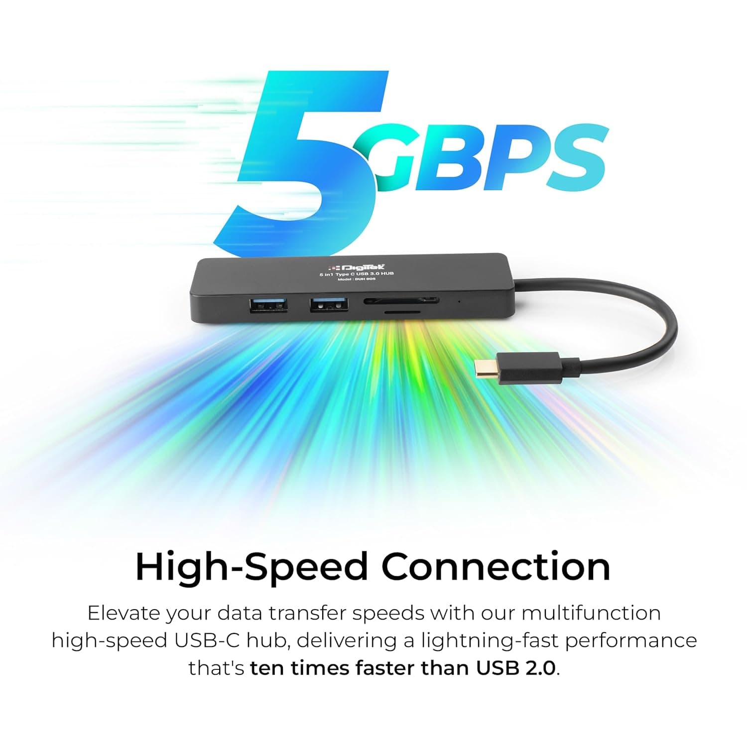 Digitek DUH 005 5 In 1 Type-C USB Hub With HDMI, USB, SD/TF Card Reader view 2
