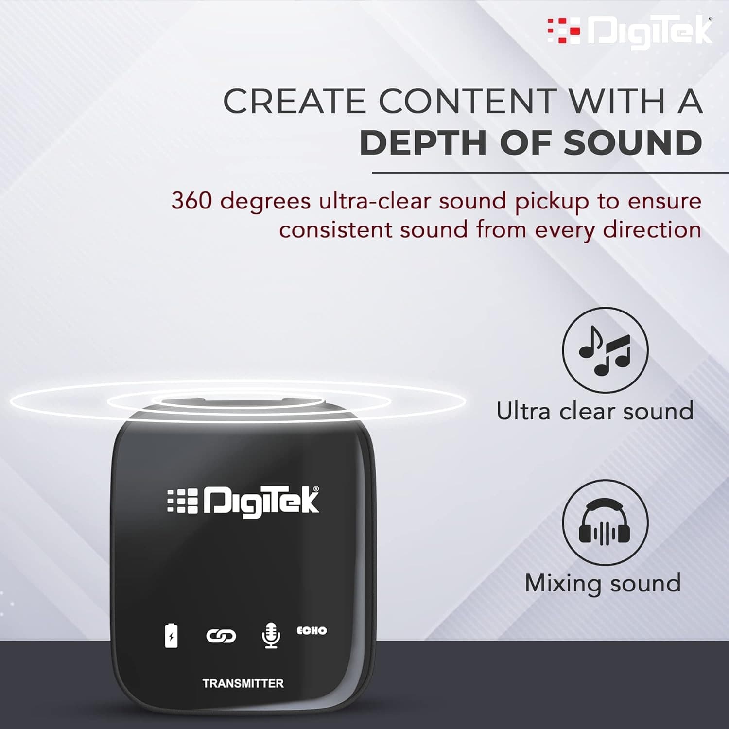 Digitek® DWM 101 Wireless Microphone System Professional ANC Noise Reduction 100M Range view 3