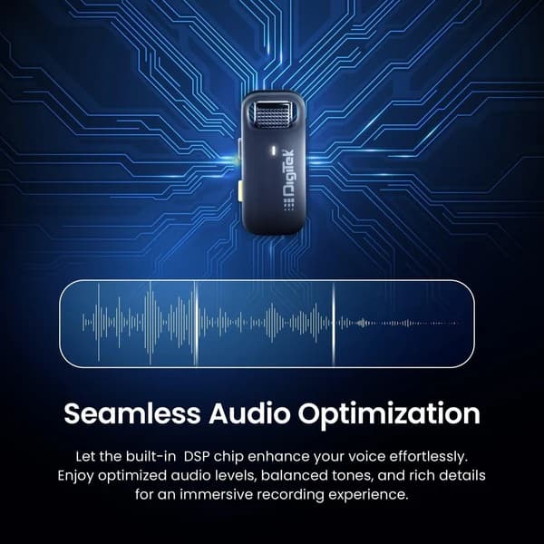 Digitek DWM 103 Mini 2-in-1 Wireless Mic, 40m Range, 6Hr Battery, Noise Reduction, iOS/Android view 3