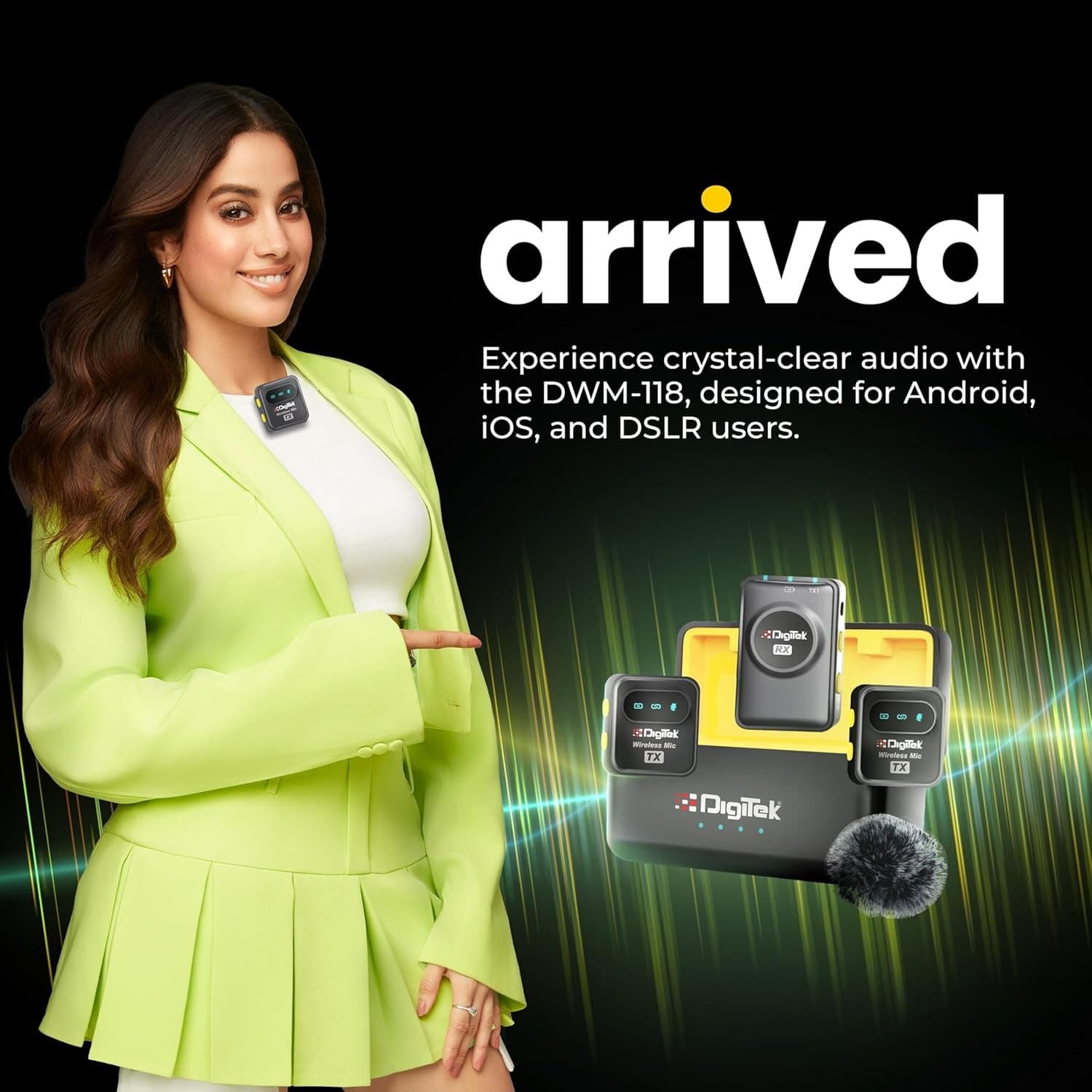 Digitek® DWM 118 Wireless Microphone With Noise Reduction, 7Hr Battery, Plug & Play, iOS/Android/DSLR Compatible view 3