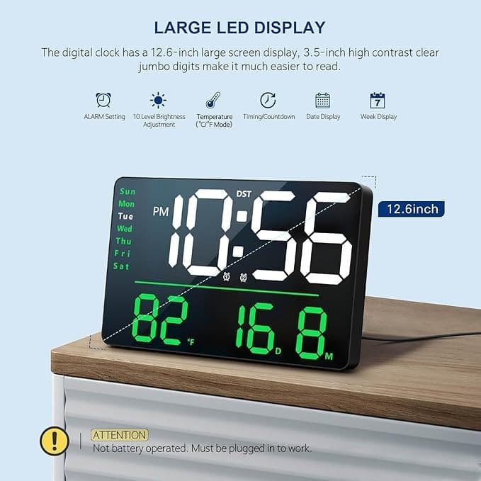 Display Temperature Wall Digital Clock Temperature Date & Week view 2