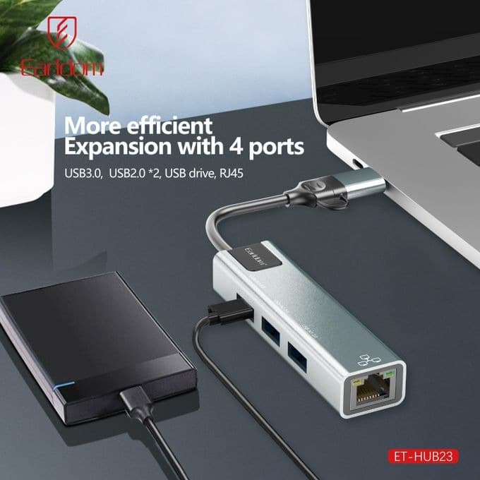 Earldom ET-HUB23 USB-A & USB-C Hub With RJ45 LAN view 3
