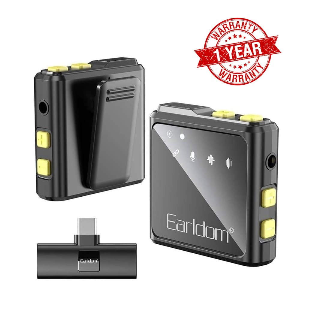 Earldom ET MC10C Wireless Double Collar Microphone With Type C Interface Collar Clip For Live Broadcast view 1