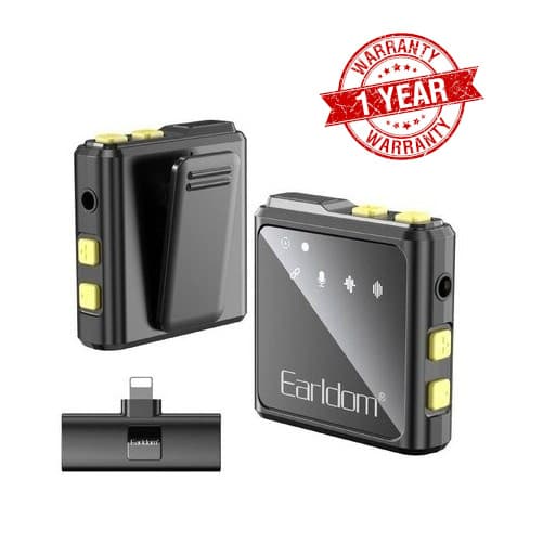Earldom ET MC9L Wireless Double Collar Microphone With Lightning Interface Collar Clip For Live Broadcast view 1