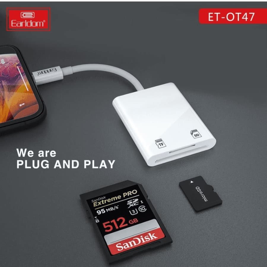 Earldom ET OT47 Lightning 2 In 1 Card Reader Adapter view 3