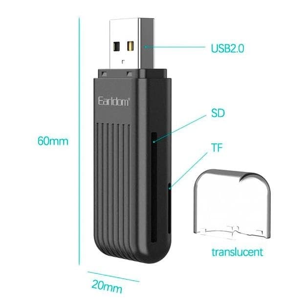 Earldom ET-OT96 2 In 1 USB 2.0 Universal Card Reader — TF / SD / Micro SD view 3