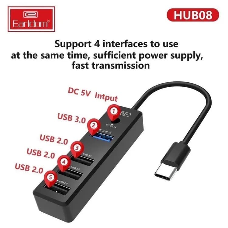 Earldom HUB08 4 In 1 USB C HUB Plug And Play view 2