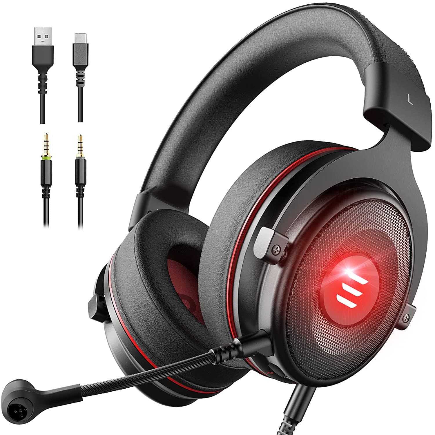 EKSA E900 Pro Gaming Wired Over Ear Headphones With Virtual 7.1 Surround Sound With Mic & Led view 1