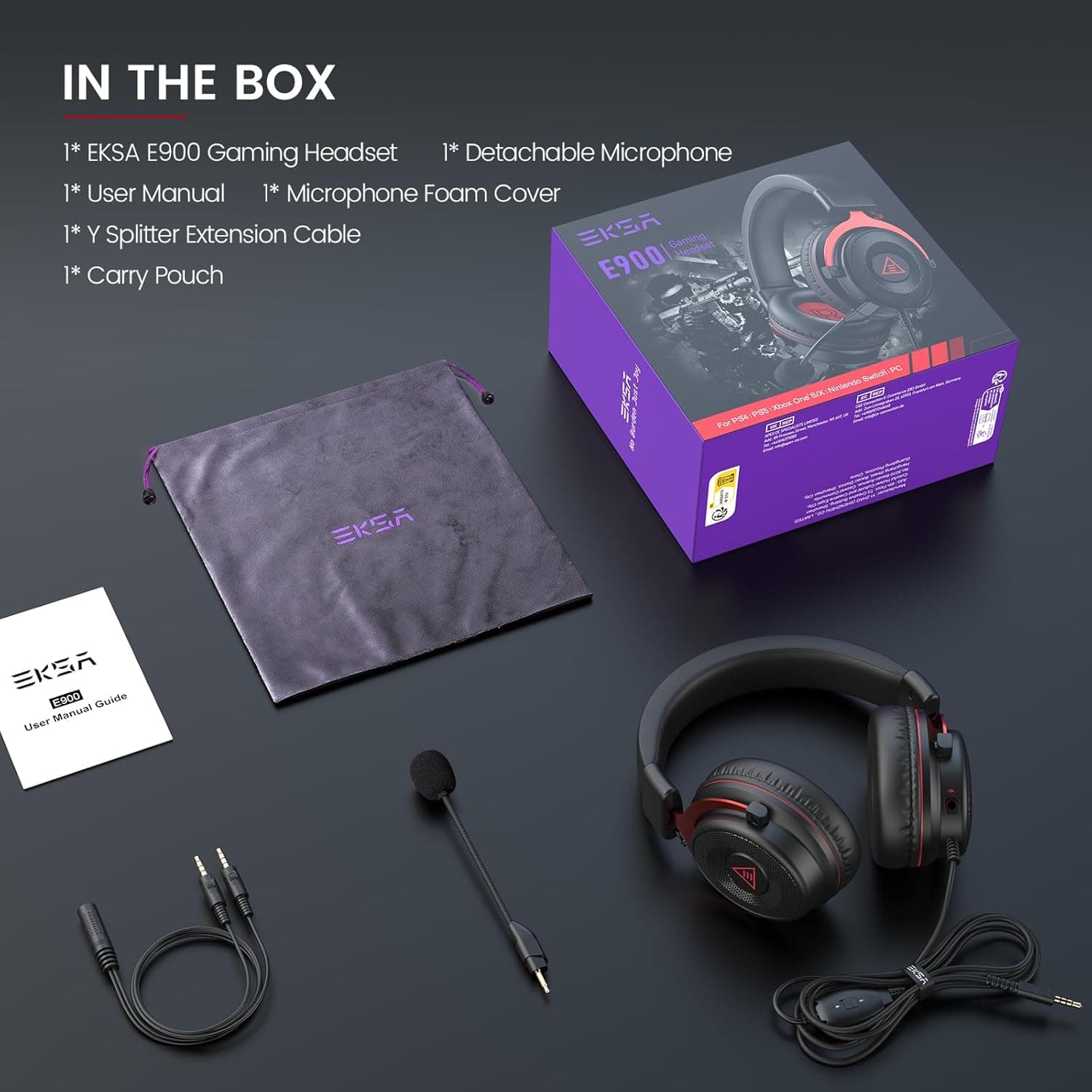 EKSA E900 Wired Gaming Over Ear Headphone With Noise Canceling Mic view 5