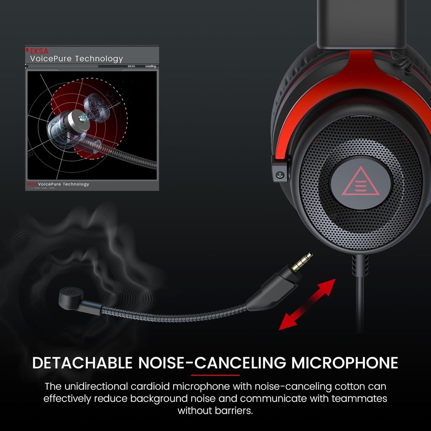 EKSA E900 Wired Gaming Over Ear Headphone With Noise Canceling Mic view 3