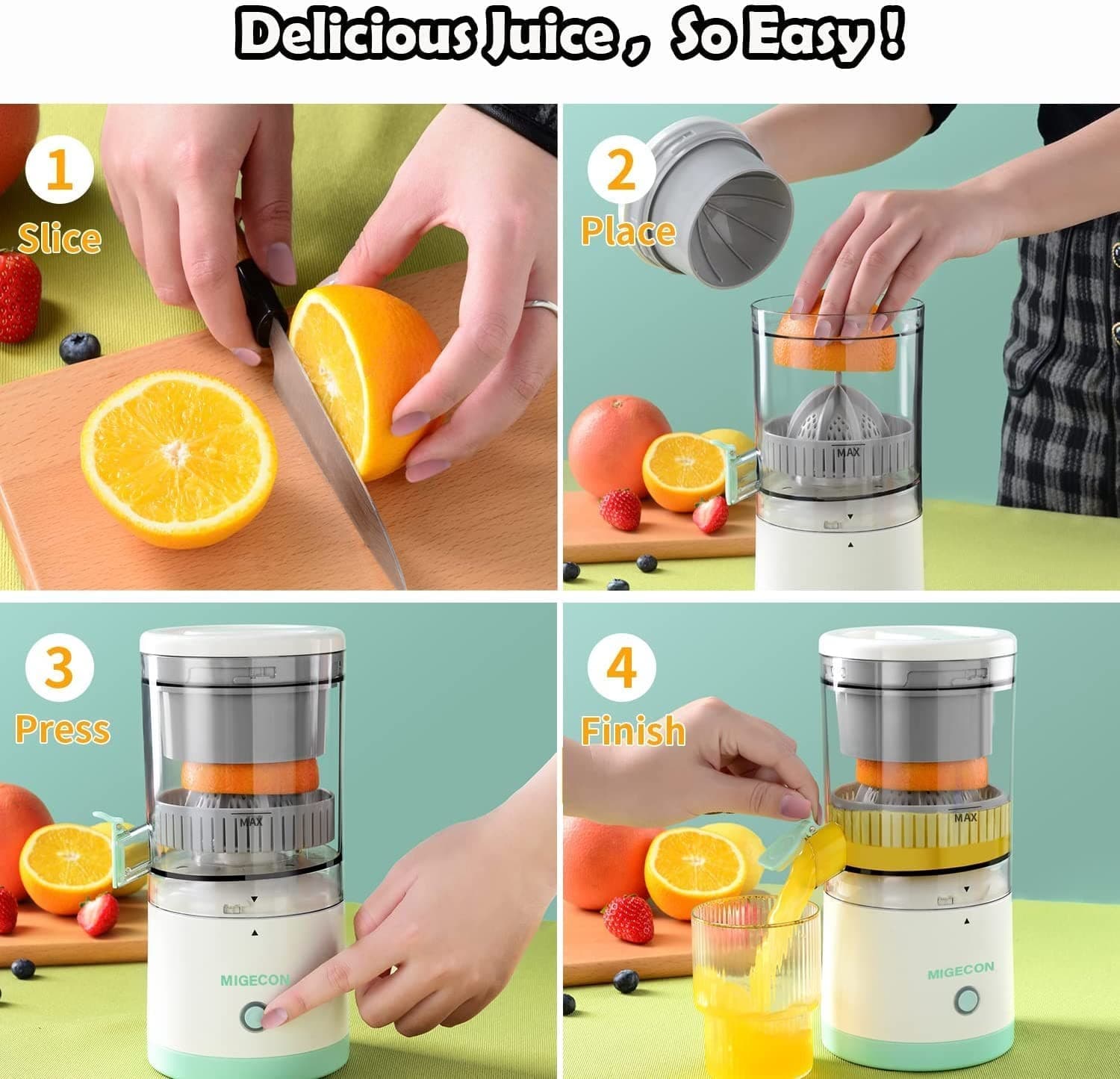 Electric Portable Citrus Juice Maker Machine With Powerful Motor And USB Charging view 3