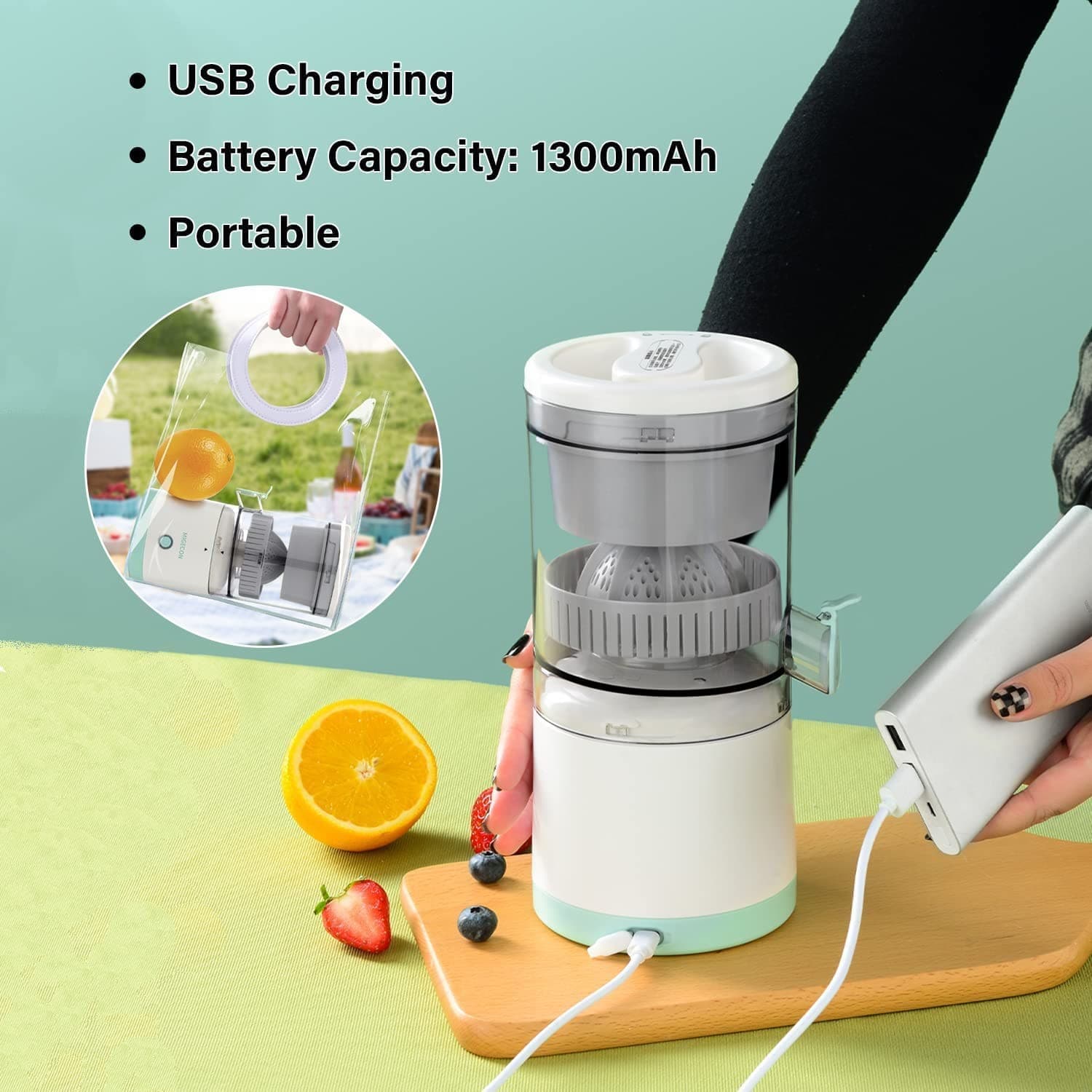 Electric Portable Citrus Juice Maker Machine With Powerful Motor And USB Charging view 2