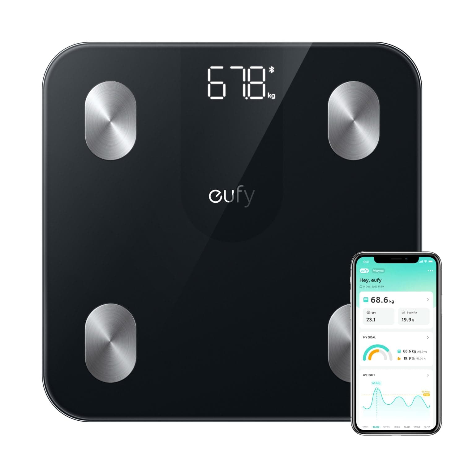 Eufy By Anker Smart Scale A1 Compact Bluetooth Digital Scale 12 Body Metrics Weight/Fat/BMI Tracking view 1