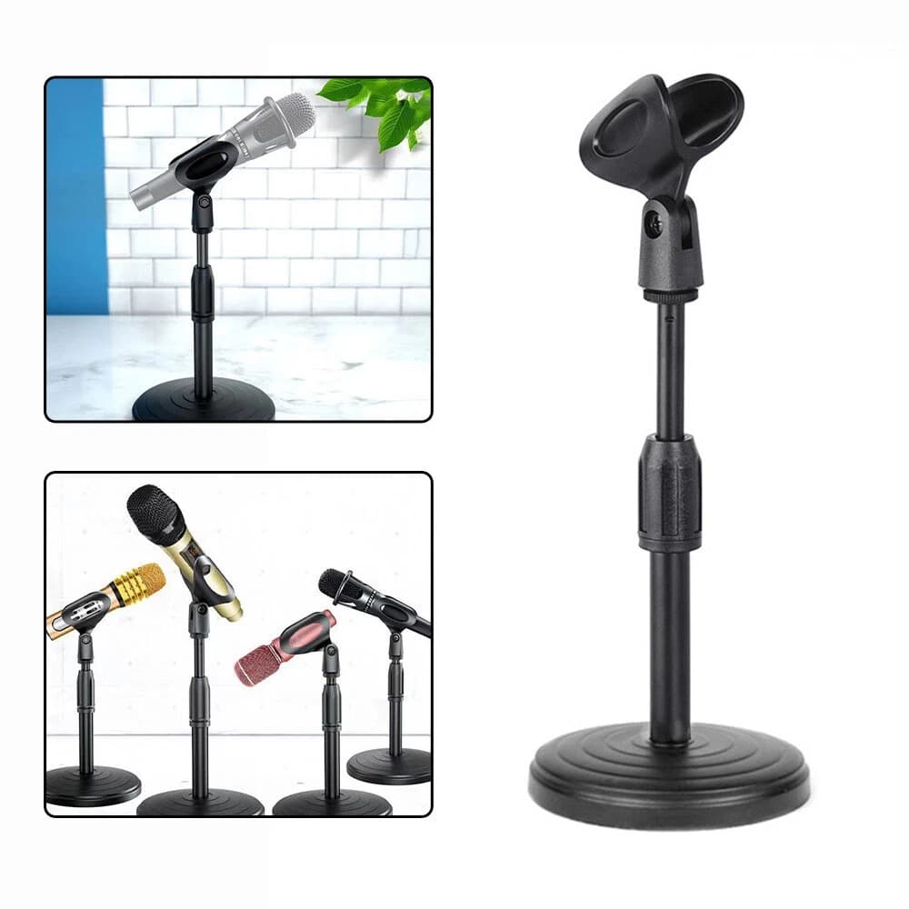 Extendable Adjustable Table Desktop Microphone Stand Holder With Heavy Base Mic Clip view 1