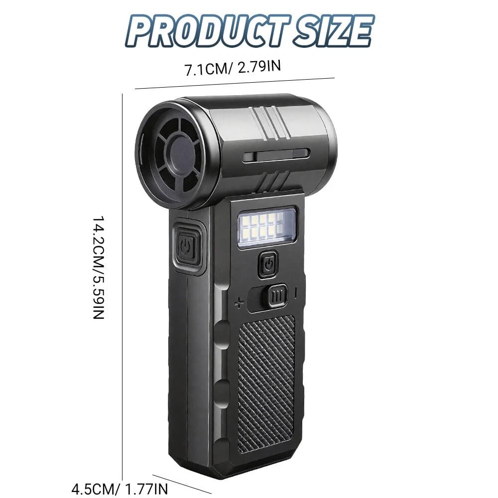 F028 Mini Handheld Jet Blower Portable Violent Turbo Fan With Side Lights Black view 5