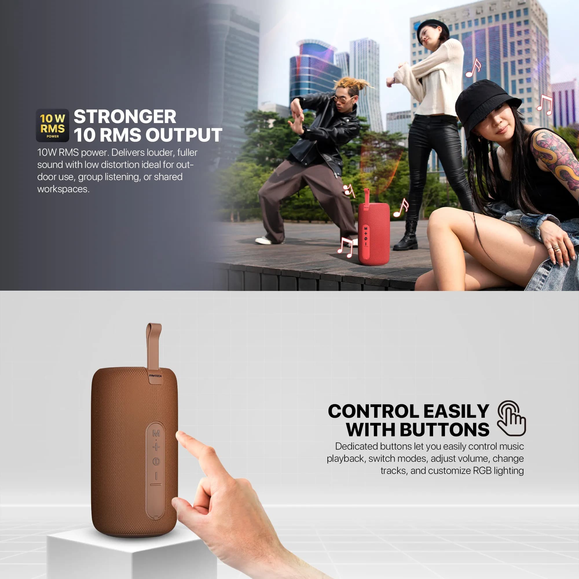 FANTECH BS159 True Wireless RMS Speaker with RGB Lighting, TWS Stereo, and 10W Powerful Sound view 5