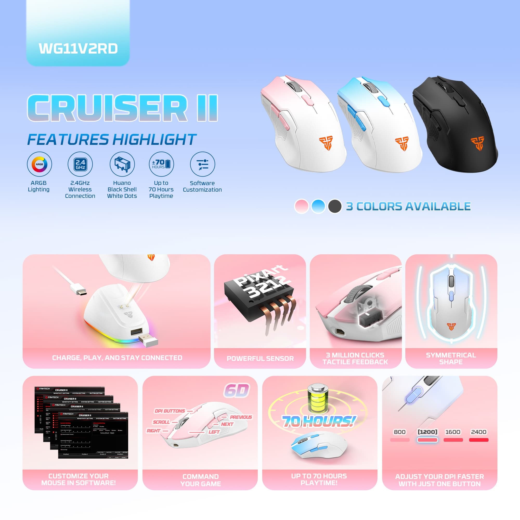 Fantech Cruiser II WG11V2RD Wireless Gaming Mouse view 5