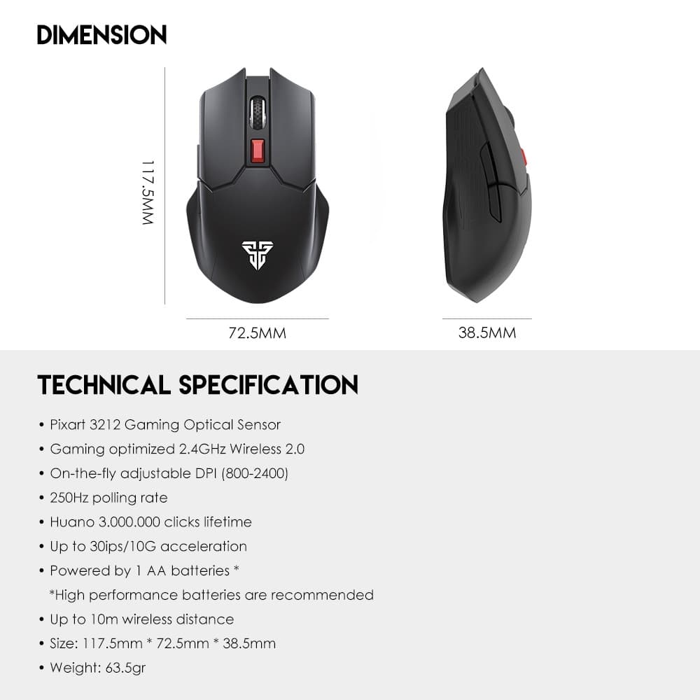 Fantech Cruiser WG11 Wireless 2.4GHZ Pro Gaming Mouse view 3