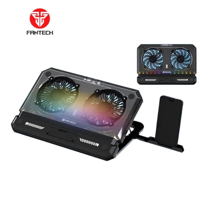 Fantech NC21 Notebook Cooler Laptop Colling Pad With RGB Lighting & Quick Access Phone Holder view 1