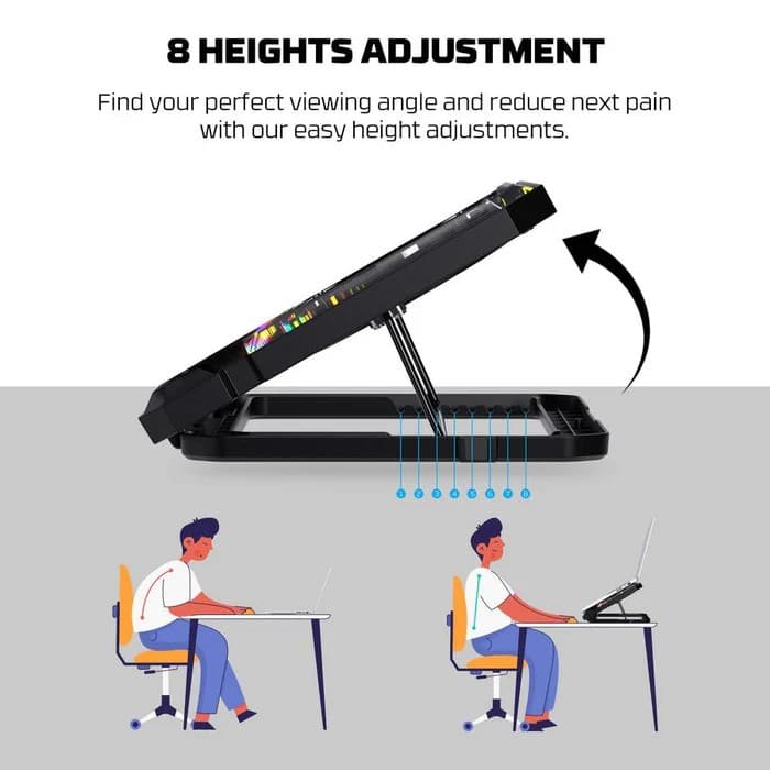 Fantech NC21 Notebook Cooler Laptop Colling Pad With RGB Lighting & Quick Access Phone Holder view 4