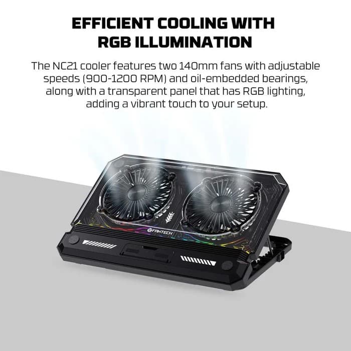 Fantech NC21 Notebook Cooler Laptop Colling Pad With RGB Lighting & Quick Access Phone Holder view 5