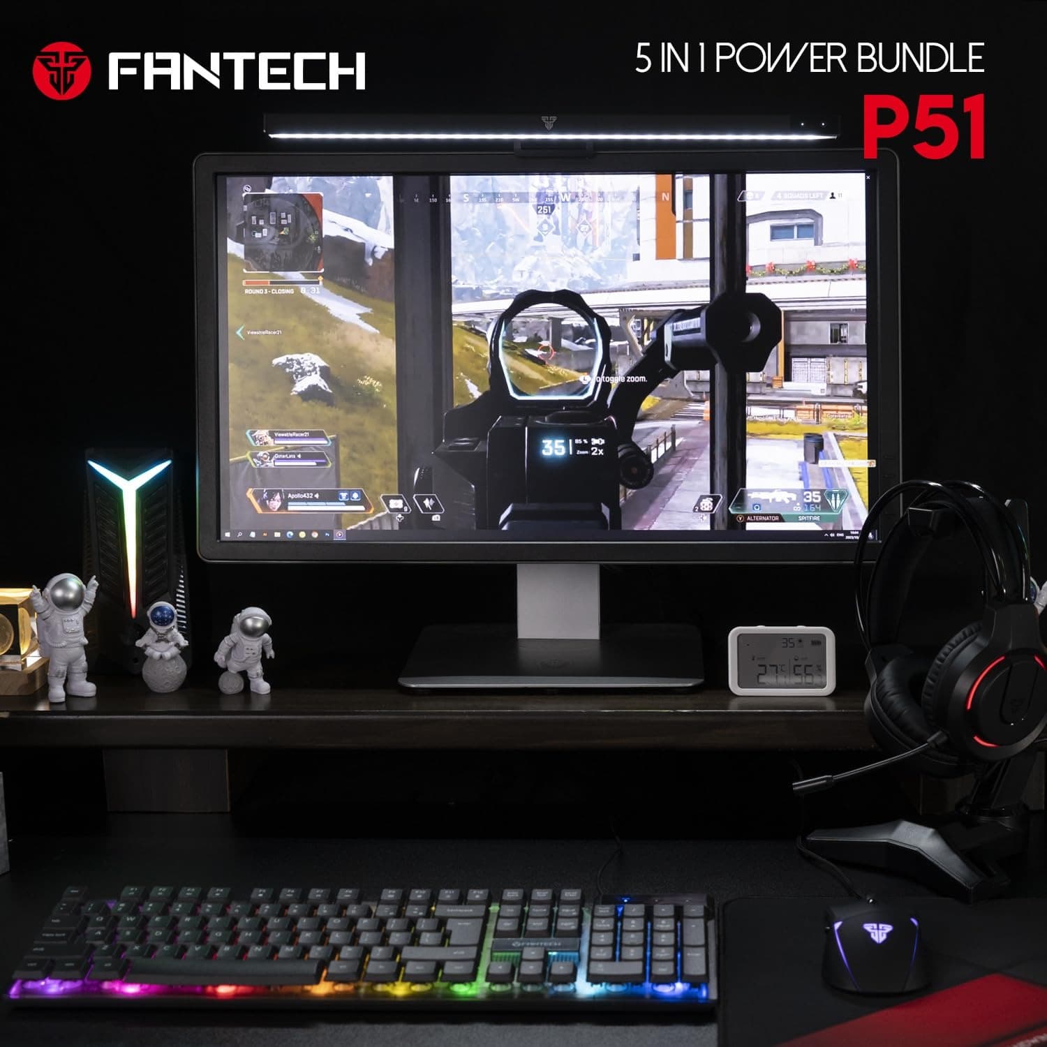 Fantech P51 5-in-1 Gaming Power Bundle With RGB Keyboard Mouse Mousepad Headset And Stand view 5