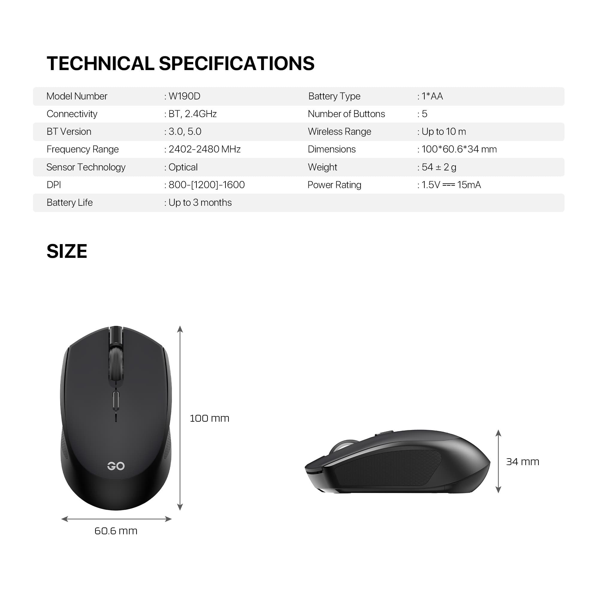 Fantech W190D Wireless Bluetooth Mouse view 6