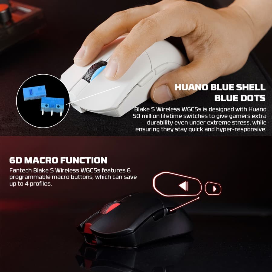 Fantech WGC5S Dual Mode Rechargeable Wireless Mouse Gaming view 3
