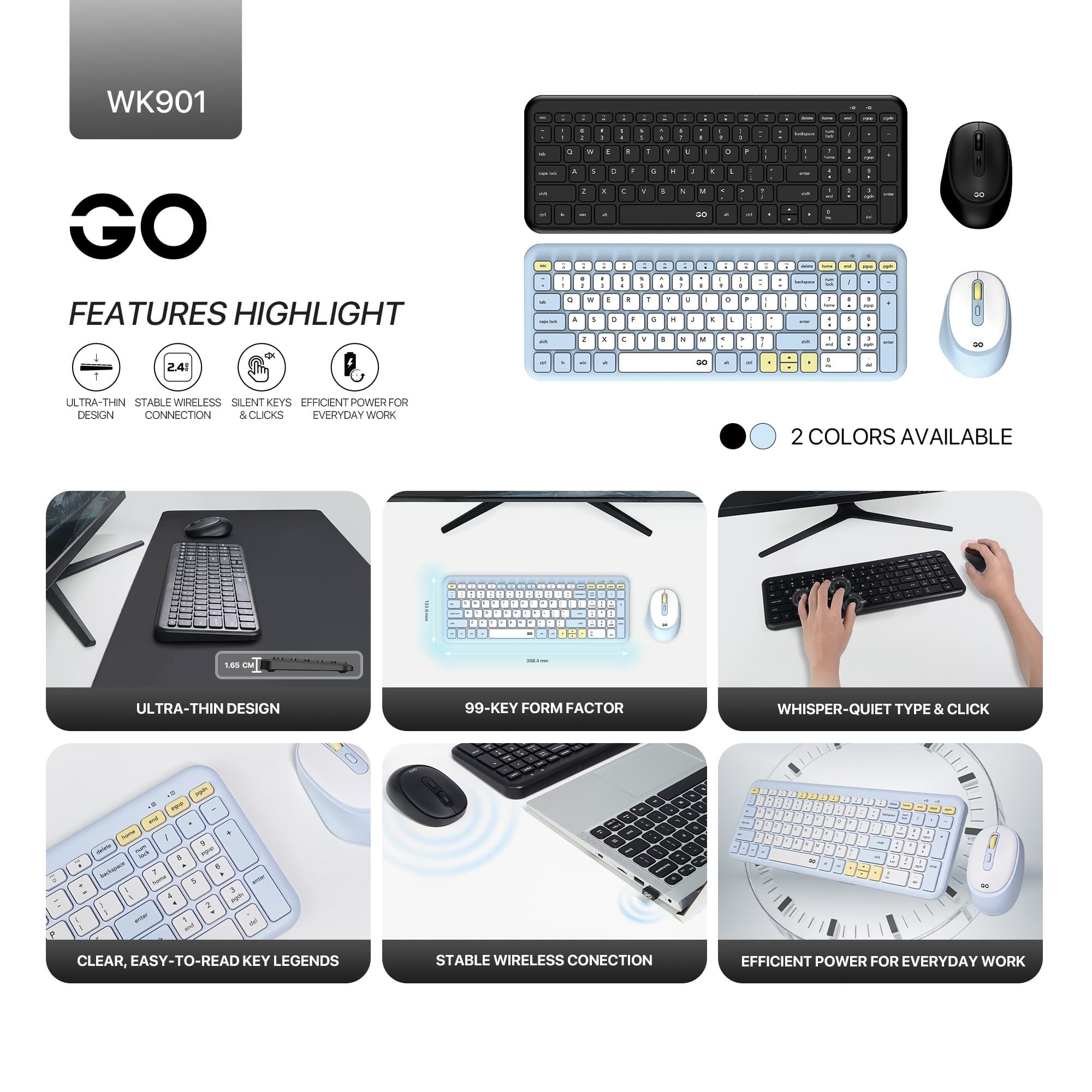Fantech WK901 GO Wireless Keyboard Mouse Combo view 3