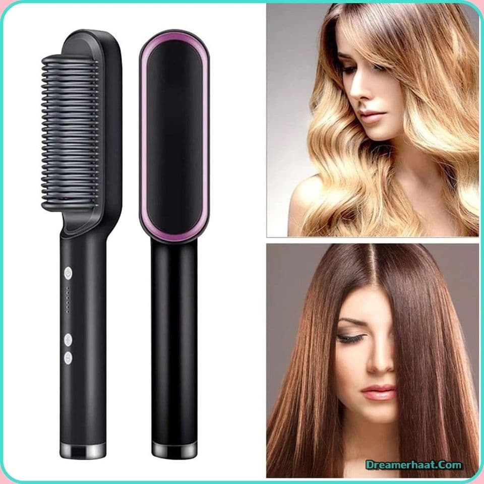 FH909 Electric Hair Straightener Comb 2 In 1 Hair Straight And Curly Styling Tool view 2