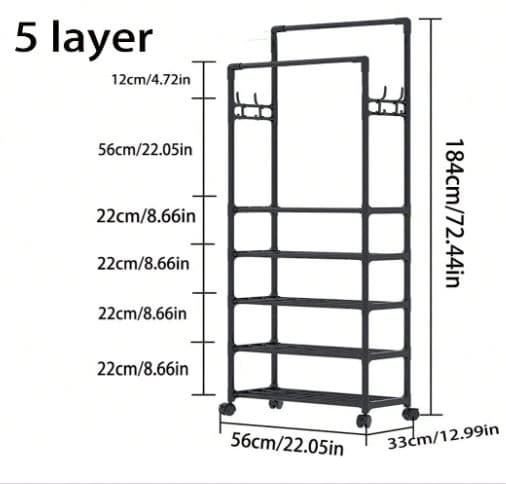 Floor Standing Coat & Hat Stand with Shoe Storage and Clothes Rack view 2