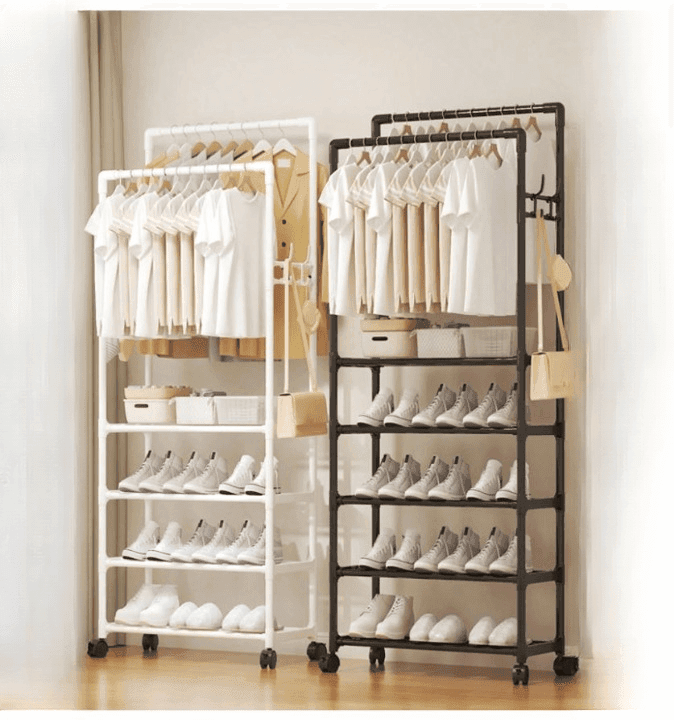 Floor Standing Coat & Hat Stand with Shoe Storage and Clothes Rack view 1