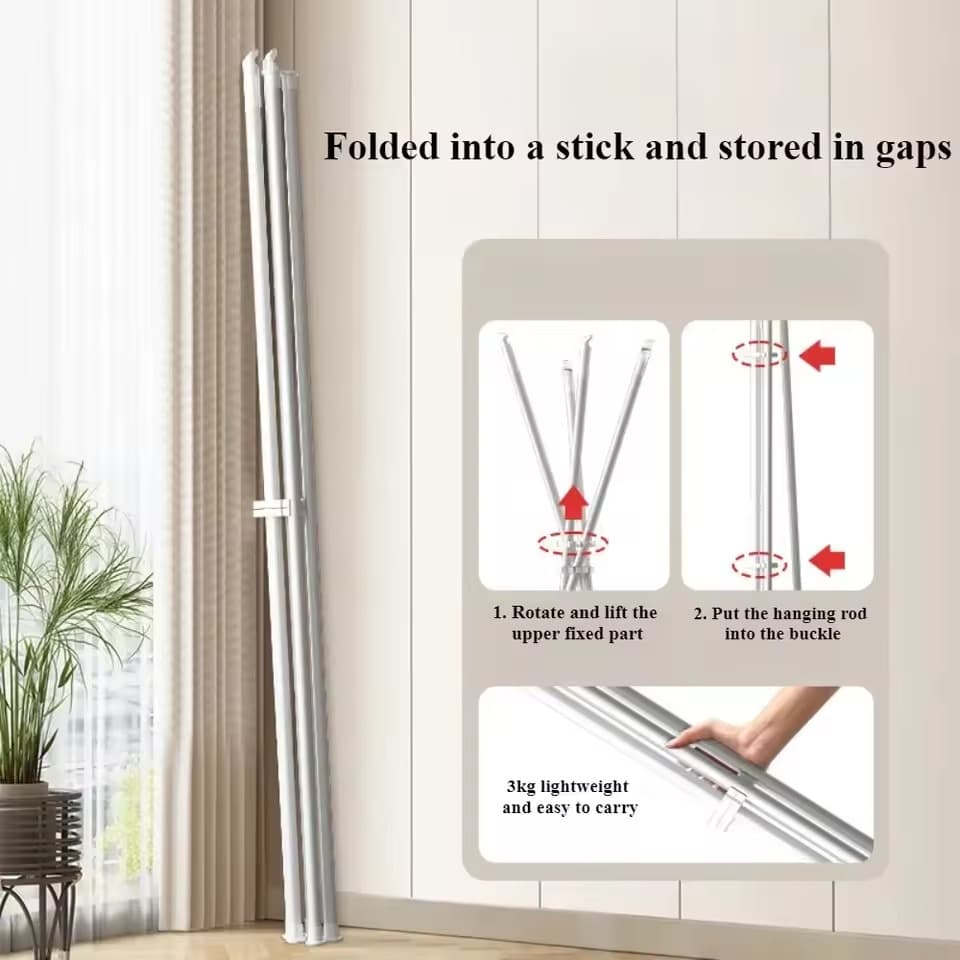 Foldable X-Shaped Clothes Drying Rack Space-Saving Indoor Balcony Hanger view 4