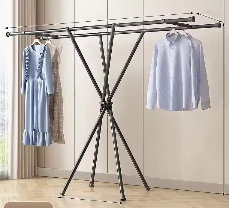 Foldable X-Shaped Clothes Drying Rack Space-Saving Indoor Balcony Hanger view 1