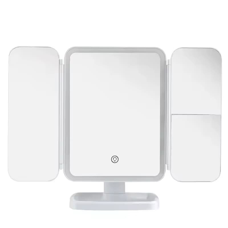 Folding LED Makeup Mirror - 3 Tone Portable Compact Desktop Vanity Mirror view 4