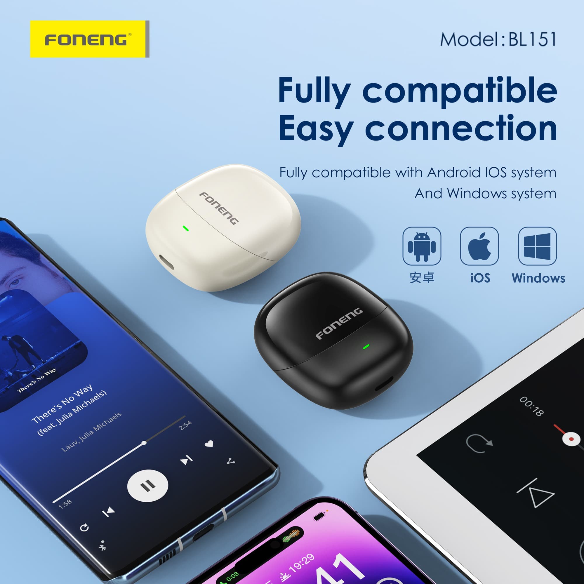 FONENG BL151 True Wireless Stereo Earbuds USB-C Charging Case view 2