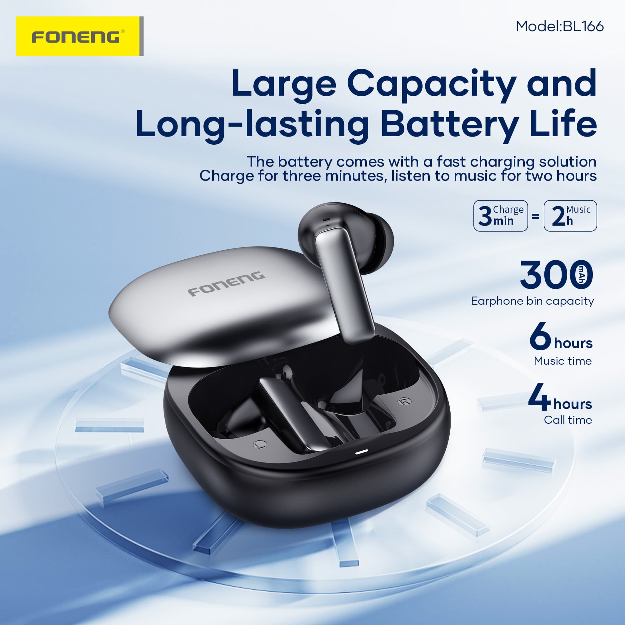 Foneng BL166 Sliding-Lid ANC + ENC Noise Canceling TWS Earphones view 2