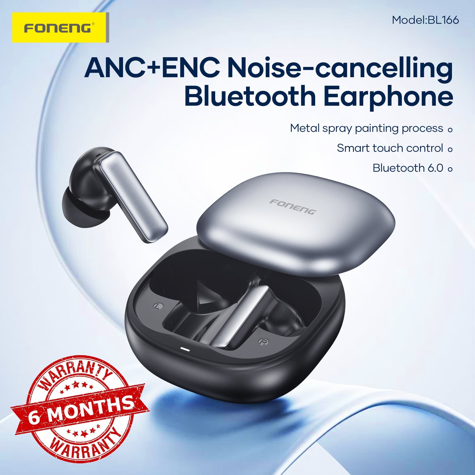 Foneng BL166 Sliding-Lid ANC + ENC Noise Canceling TWS Earphones view 1
