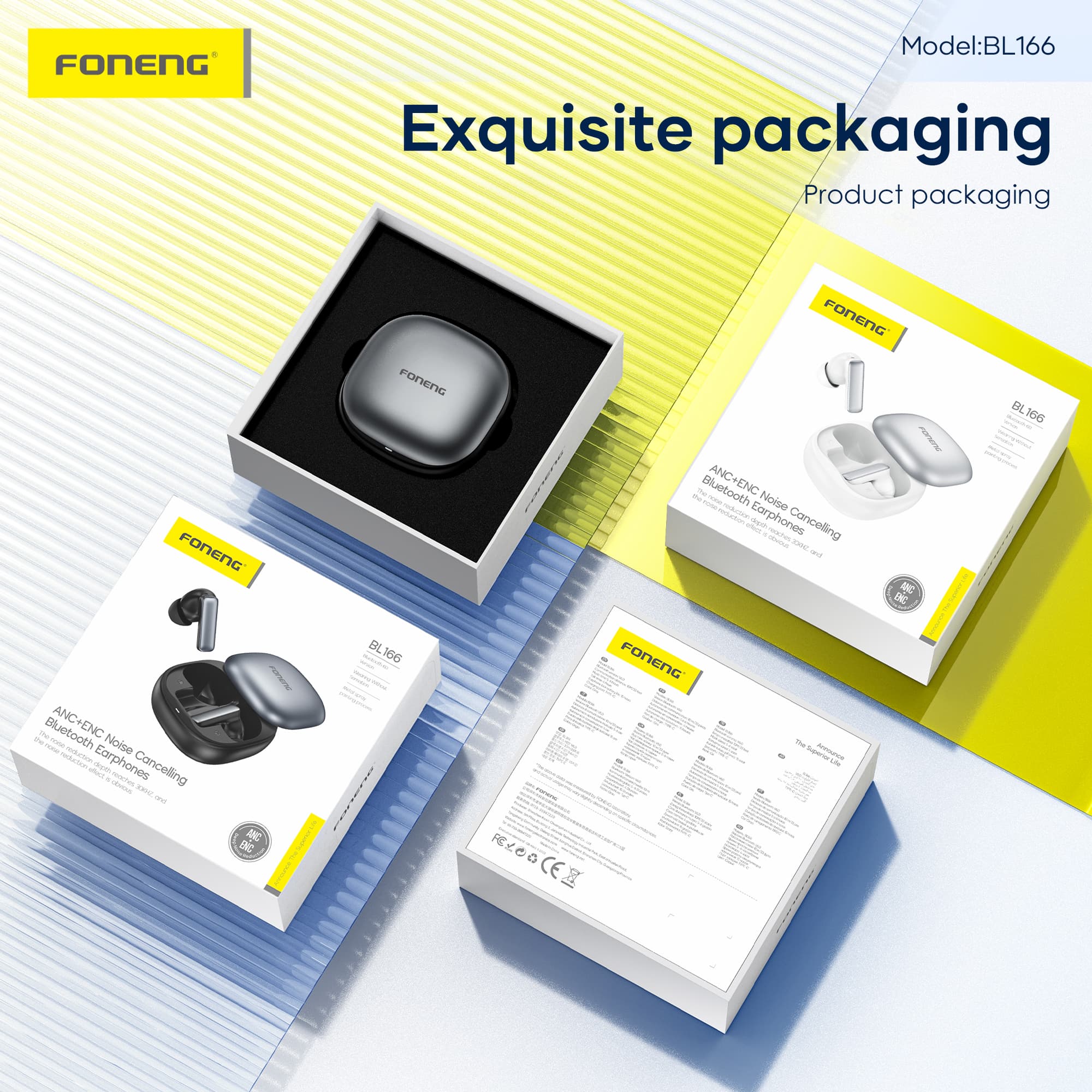Foneng BL166 Sliding-Lid ANC + ENC Noise Canceling TWS Earphones view 5