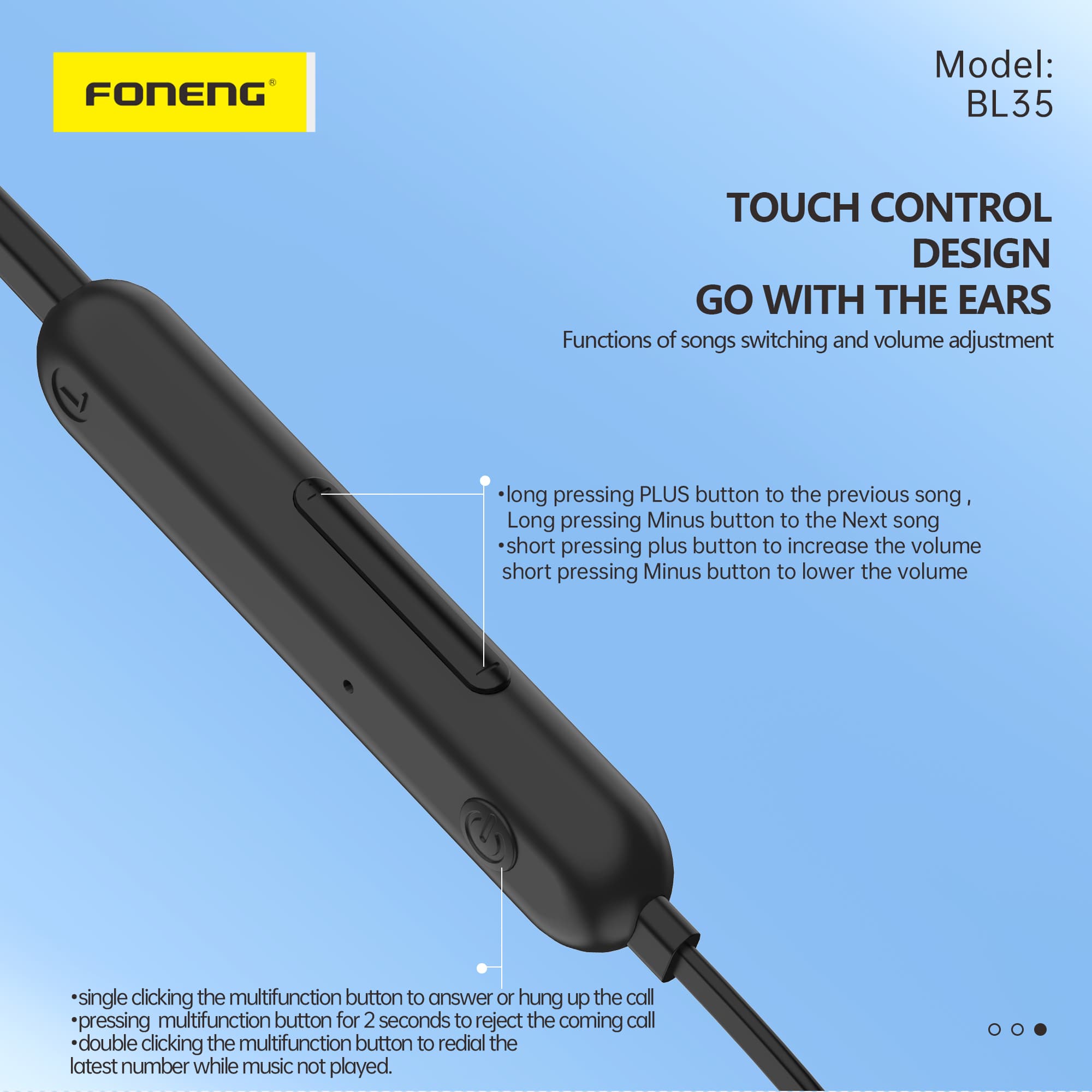 FONENG BL35 Sports Neckband Bluetooth Earphone view 3